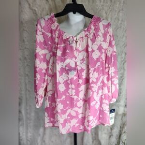 Chaps pink white Top with Camisole Set NWT